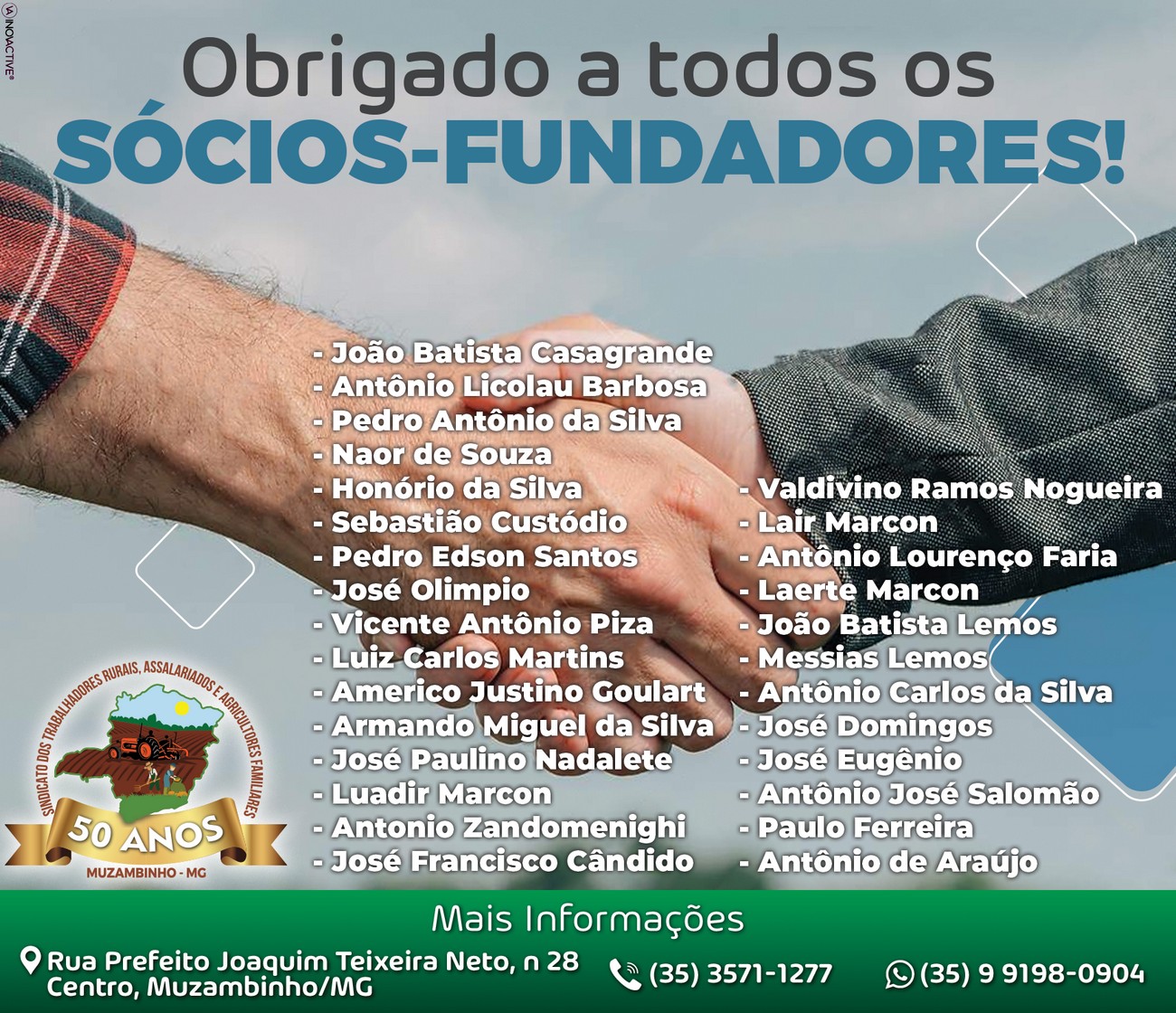 Nosso Agradecimento Aos Sócios Fundadores Por Terem Acreditado Desde O ...